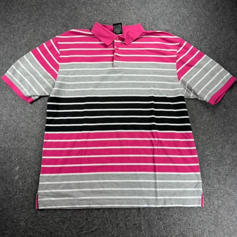 Blue Asphalt 2XL Polo Shirt Striped Pink Gray Black Short Sleeve Casual‎